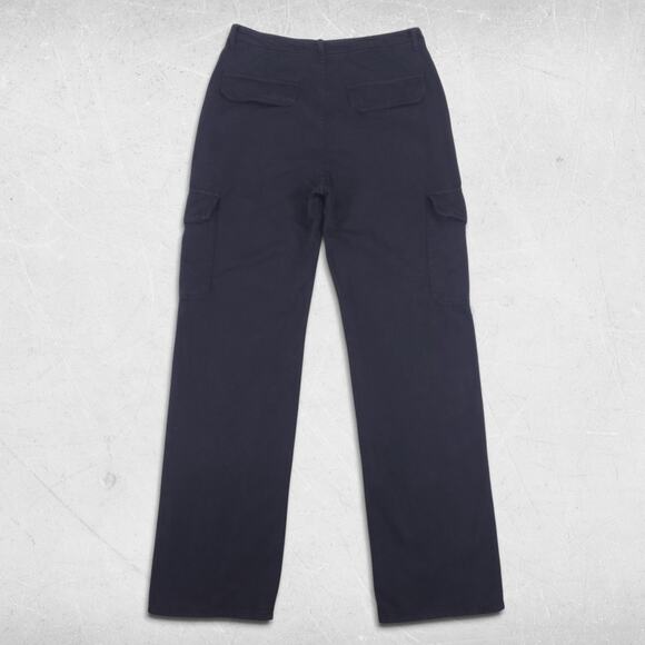 Zara Wide Leg Cargo Pants Womens 6 Black Utility Pockets Streetwear Boho Skater - Picture 2 of 12